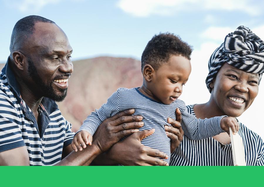 Family man with his wife and kid